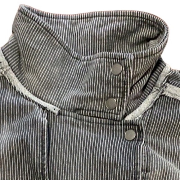 Free People Jacket oversized Moto Railroad Conductor Pinstripe knit bomber black - Picture 10 of 10